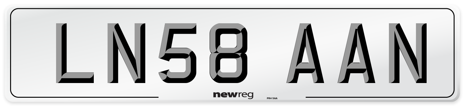 LN58 AAN Number Plate from New Reg